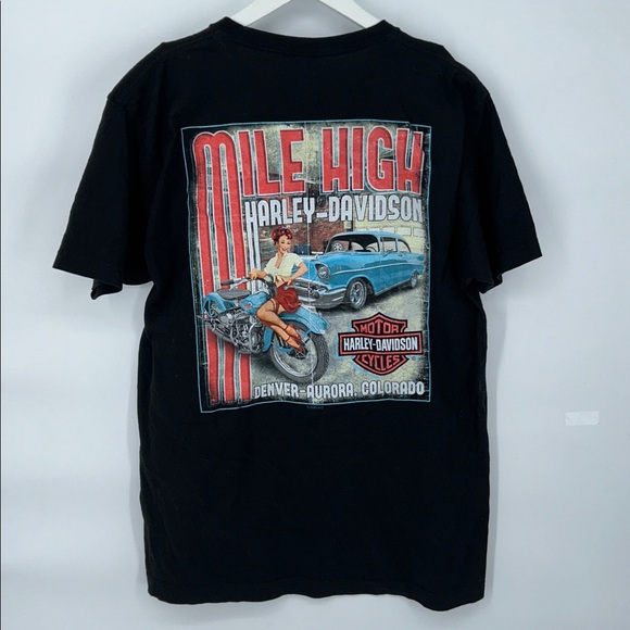 Harley-Davidson Skull Graphic T-Shirt Black Denver Aurora Biker Tee - Picture 3 of 8